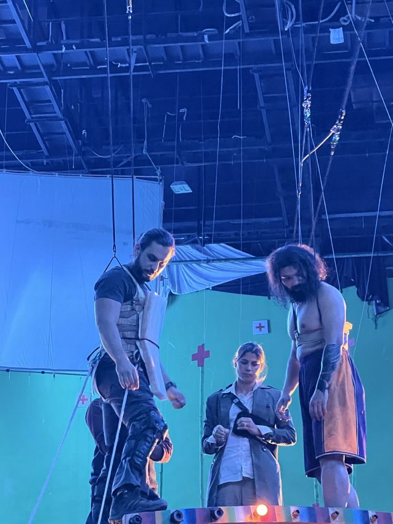 Behind the scenes: In a harness on the wire rig